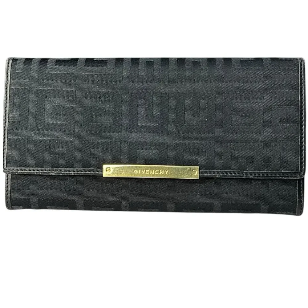 GW01. Givenchy Monogram Black Canvas Wallet